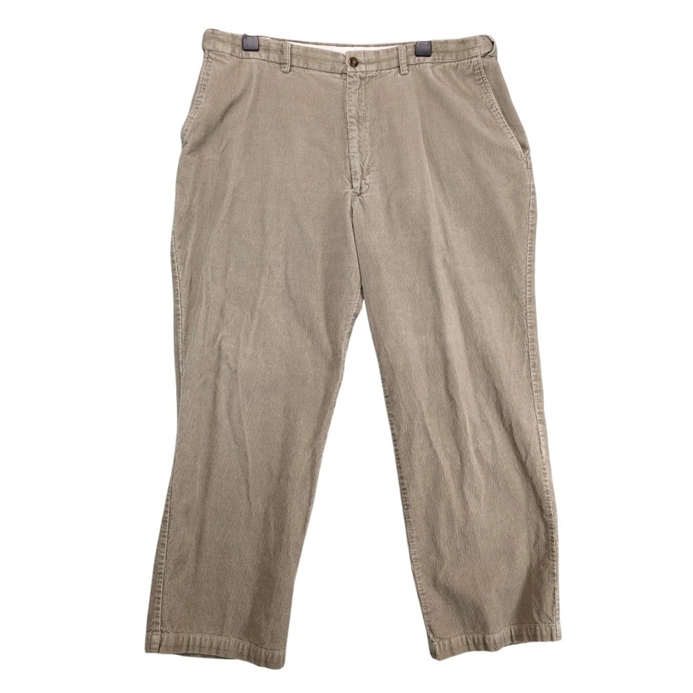 Haggar Corduroy Pants Mens 36x27" Brown Expandable Comfort Waist Flat-Front Fall